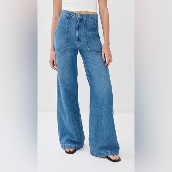 TWP Denim - New TWP Mecox beach wide leg linen blend jeans in vintage wash